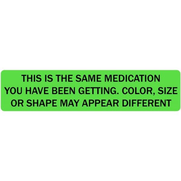 Same Medication - Veterinary Labels/Stickers | 0.375” x 1.625”, [500 Labels/1 Roll], Fluorescent Green - Health Records, Invoices, or Bottles for Veterinary Clinics/Hospitals | LabelValue.com