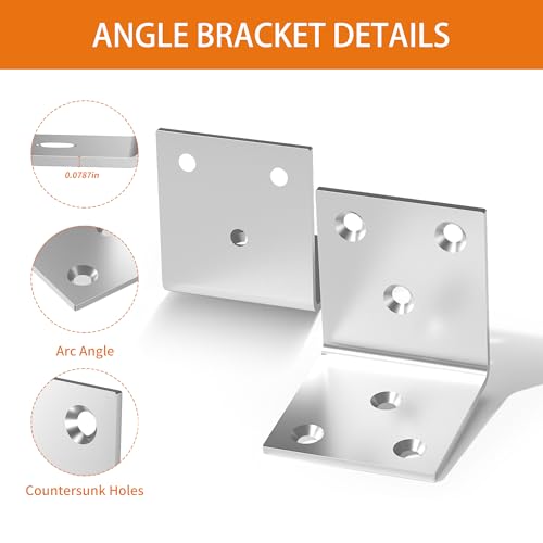 20Pcs Stainless Steel Angle Bracket 2In Heavy Duty Corner Brackets for Wood 20 Pack