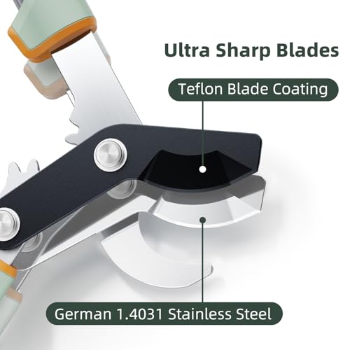 PrunePro Pruning Shears & Loppers for Branch Cutting Professional Bypass Hand Pruner Limb Cutter Sharp Stainless Steel Blade with Non-Stick Teflon Coating