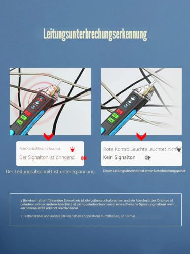 A1 Non-Contact Voltage Tester / Current Tester Non-Contact Range AC 12-1000V/48V-1000V, Live/Zero Wire Tester, Electric Tester with Torch, Summer Alarm Blue