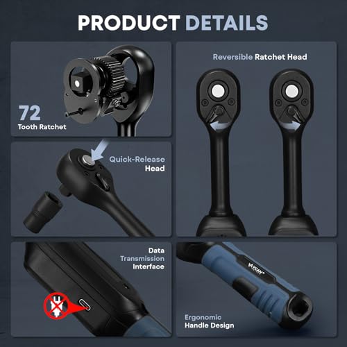 3/8 Torque Wrench Digital (5.02-99.6 Ft.Lb / 6.8-135Nm) Black&blue 3/8" 5.02-99.6 Ft.Lb Digital Torque Wrench Set-1