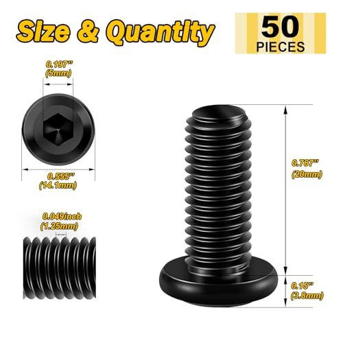 Mywish M8 x 20mm 50Pcs Flat Head Hex Socket Cap Screws Bolts & 105Pcs M8x1.25 Bolt x 16/20/25/30/35mm Flanged Hex Head Bolts, M8 Flange Hexagon Screws Serrated Flange Nuts and Bolts Assortment Kit