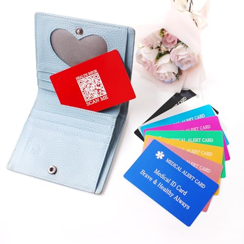 Uloveido Editable QR Code Medical Alert Card, Personalized Emergency Health ID Wallet Card, Update Medical Information Anytime, black, Standard size, American