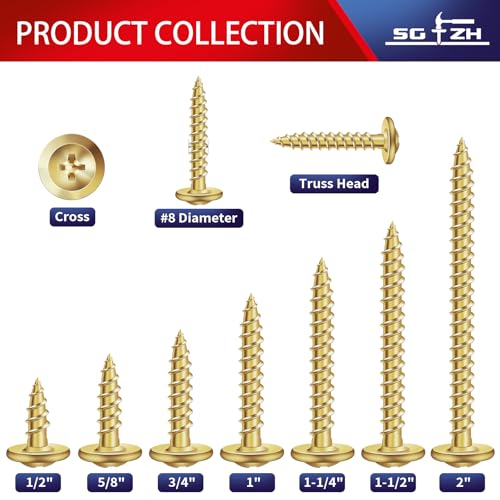#8 x 1-1/2" Wood Screw 500Pcs Alloy Steel Standard Thread Truss Head Fast Self Tapping by SG TZH #8 x 1-1/2" 500