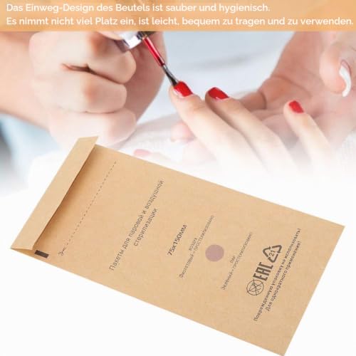 Sterilisation Bags for Hot Air Steriliser, Steriliser for Instruments, Sterilisation Bags, Nail Sterilisation Bags, Pack of 100 Disposable Sterilisation Cosmetics, Nail Tool Bag, Accessories for Disinfection 75*150mm