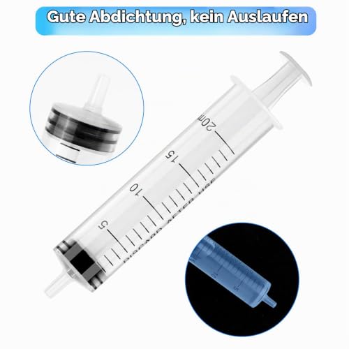 Pack of 30 Syringes 20 ml Individually Packed Disposable Syringes | 20 ml plastic syringe with lid for animal feeding, plant irrigation, laboratory, DIY, dispensing, Halloween, fancy dress