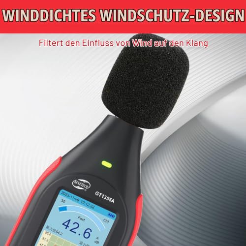 Sound Level Meter Decibel Meter with Data Logger 43,000 Records A/C Frequency Rating Real Time Sampling USB/PC Port Rechargeable with Alarm for Precise Noise Measurement