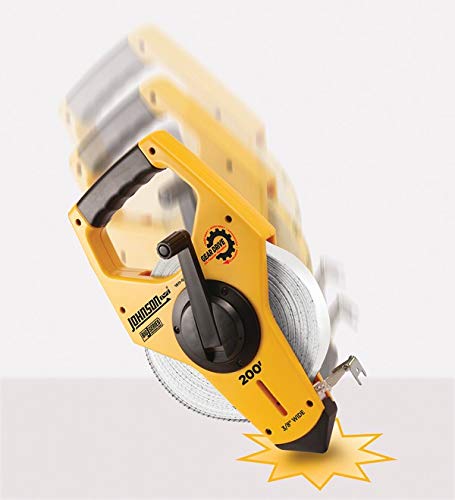 Johnson Level & Tool 1829-0200 Metric/Inch Fiberglass Long Tape, 200', Yellow, 1 Tape 200 Feet