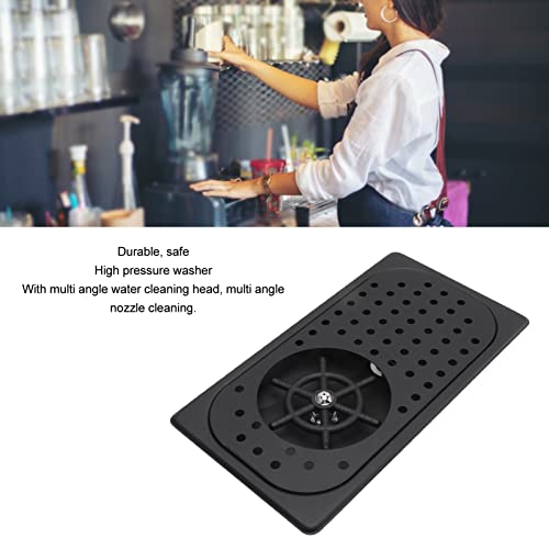 Glass Rinser Cup Washer, 304 Stainless Steel Cleaner Rinser High Pressure Washing With Drain Drip Tray Hose for Bar Coffee Shop (Black)