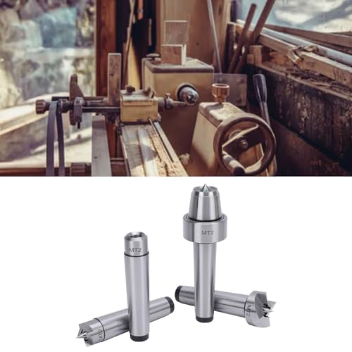 4 Pcs Lathe Drive Center Set, Heavy Duty Bearing, Lathe Live and Drive Center Set, MT2 Wood Lathe Live Center Drive Spur Cup Set with Extra Tips for Wood and Metal Processing Lathe