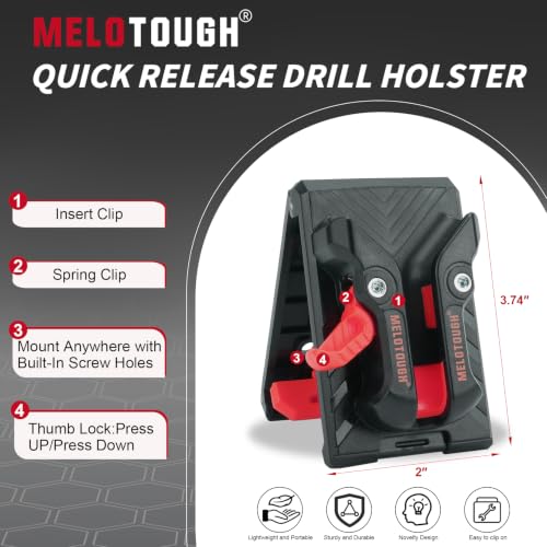 MELOTOGH 3 Pack Quick Release Belt Clip for Pouch,Drill Holster,MELOTOUGH Universal Drill Holster for Tool Belt, Heavy Duty Tool Holster with Quick Release Belt Clip