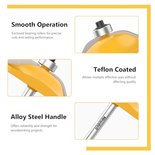 Newdeli 5Pcs Cabinet Door Router Bit Set 1/4" Shank Raised Panel Router Bits Tongue and Groove Router Bit Set Ogee Rail and Stile Router Bits Cabinet Making Tools