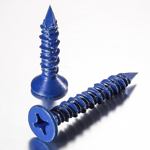 WenSilon(100 PCS) 3/16" x3-3/4 Concrete Screw Anchor Blue Flat Head for Anchoring to Masonry, Block or Brick Stucco 3/16"x3-3/4" 100