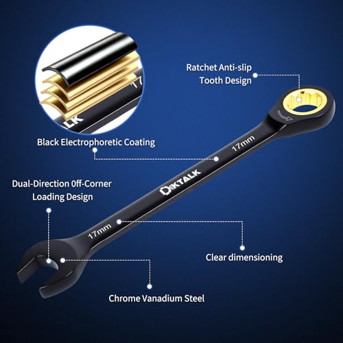 8PCS Metric Ratcheting Wrench Set, 72-Tooth Combination Wrench Set, 8-19mm