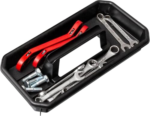 Akro-Mils 14-Inch Plastic Toolbox with Removable Tray, Steel Latch & Padlock Eye, Industrial-Grade Tool Box for Tools, Crafts, First Aid & Hobby Supplies, 14" x 8" x 8", Made in USA, Black (09514) 1-Pack