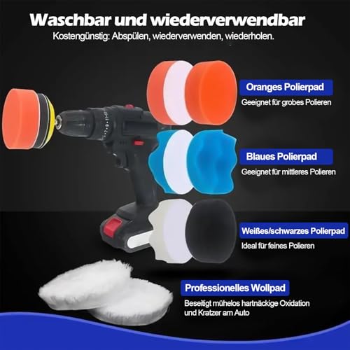 Pack of 200 50 mm Sanding Discs Set, Headlight Sandpaper Treatment Set, Wet Dry Sanding Pads and Polishing Pad with 60-10,000 Grit for Cordless Screwdriver, Dremel Accessories, Metal, Wood, Glass (A) | 200 Stück Nass Trockene Schleifpads und Polierpad ...