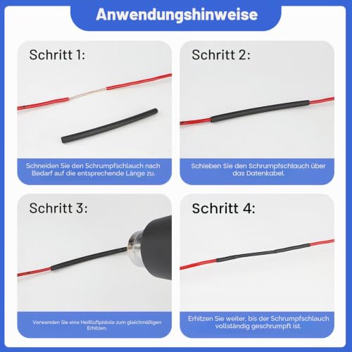 4:1 Heat Shrink Tube, 2 m Length, Black Heat Shrink Tube with Adhesive, Heat Shrink Tube, Waterproof for Cable Insulation, Repairs, Cable Bundling, Marking, Wire Connection (Diameter 24 mm, 2 | Schrumpfschlauch Wasserdicht für Kabelisolierung/ Reparatu...