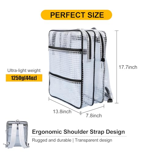 17.7 Inch Transparent Cleanroom Engineer Tool Backpack Black 2