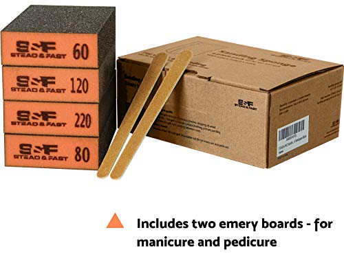 S&F STEAD & FAST Sanding Sponge 4 Pcs, 60 80 120 220 Coarse Medium Fine Grit Sanding Block/Tack Cloth 15 Pcs for Painting 18"x36"
