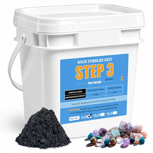 5LB Rock Tumbler Grit Step 3 Refill – Fine 600 Silicon Carbide Pre-Polish Grit & 5LB Rock Tumbler Grit Step 4 Refill – 1200-Grit Aluminum Oxide Polish