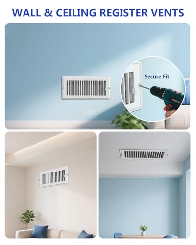4x10 Floor Register, 5-Pack Vent Covers for Home Floor, Wall or Ceiling White 4x10 5 Pack
