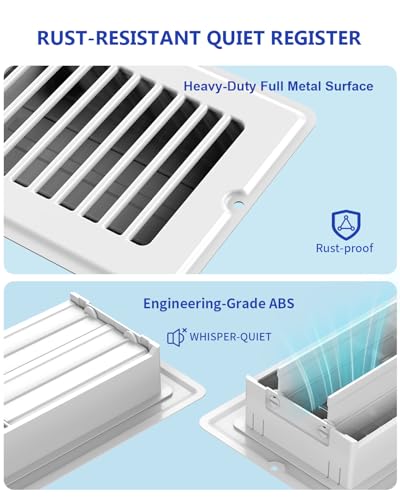 4x10 Floor Register, 5-Pack Vent Covers for Home Floor, Wall or Ceiling White 4x10 5 Pack