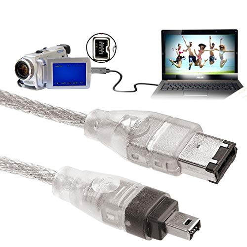 Cablecc 1394 6Pin to Firewire 400 IEEE 1394 4 Pin Male iLink Adapter Cord Cable for Camera Camcorder Transparent 1394 6Pin to Firewire 400 IEEE 1394 4 Pin