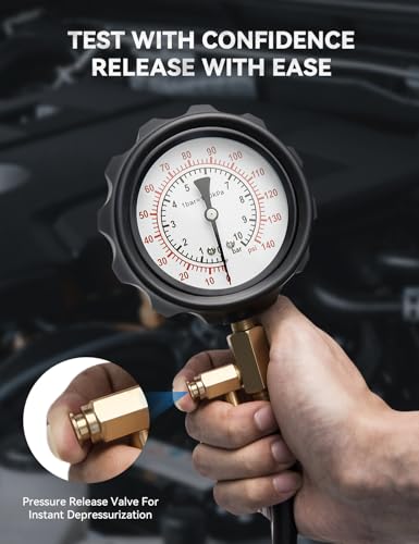 AUTOWN Fuel Pressure Tester Kit 0-140PSI with Adapters for Cars, Trucks, ATVs, Fuel Pump Injector, Fuel Pressure Gauge Diagnostic Tool 21PCS