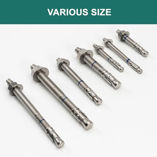 1/4" x 3-1/4" Concrete Anchors (20 Pack) 1/4 inch Wedge Anchors Bolts Stainless Steel 1/4"x3-1/4"