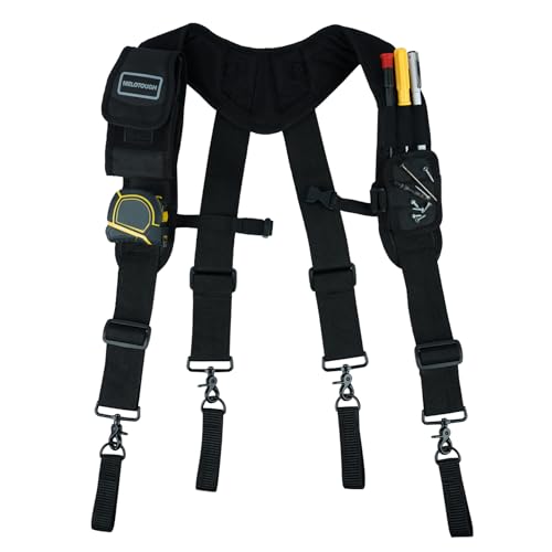 MELOTOUGH Magnetic Tool Belt Suspenders with Magnetic WristBand,Padded Tool Belt for Men with handle strap
