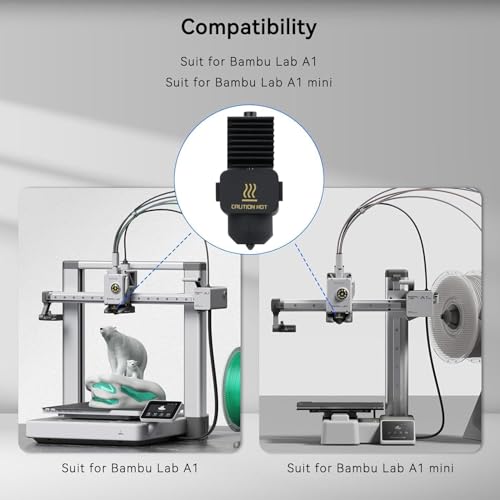 3pac A1 Mini/A1/A2L Hot End Kit 0.2mm+0.4mm+0.6mm Extruder Upgrade High Temperature 0.4 mm Hardened Steel Nozzle Replacement with Silicone Cover Sock for Bambu Laboratory 3D Printer
