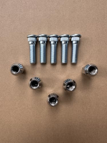 5pcs Front Wheel Studs 610-449 1/2-20 0.625 in. Knurl 1.93 in. Length with Lug Nuts Replacement for Jeep Wrangler 1999-2006, TJ 1997-2006