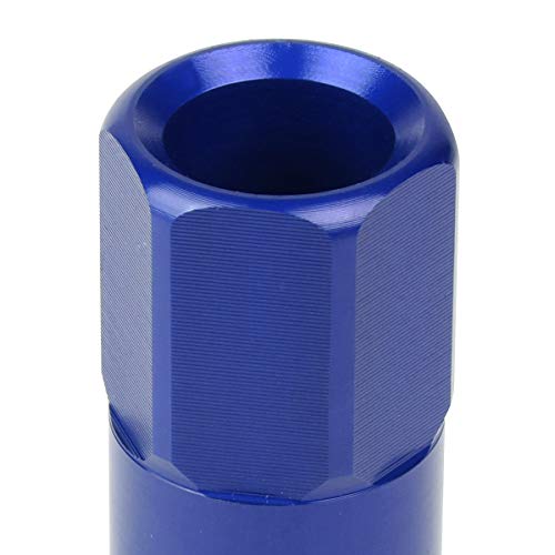 J2 Engineering 16Pcs 7075 Aluminum Open End M12 x 1.25 Lug Nuts w/4Pcs Lock Nuts & Key, Blue, Fit Conical Seat, LN-T7-010-125-BL
