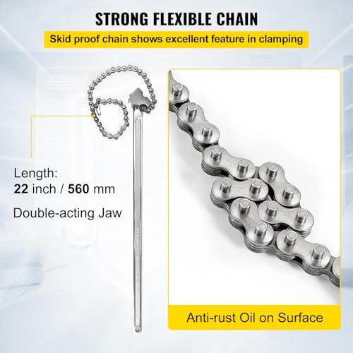 VEVOR 24 Inch Pipe Chain Wrench Heavy Duty 6.7 Inch Chain Wrench 24" Chain Wrench