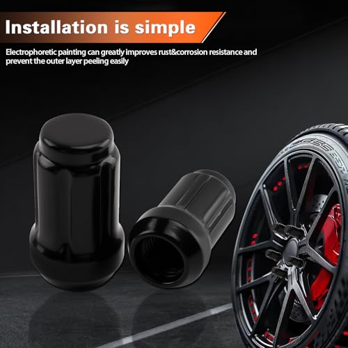 ATV M12x1.5 Black Lug Nuts & Wheel Lock Lug Nut kit Compatible with 2007-2015 Jeep &1995-2021 Kia &1984-2021 Ford & 1983-2021 Mitsubishi