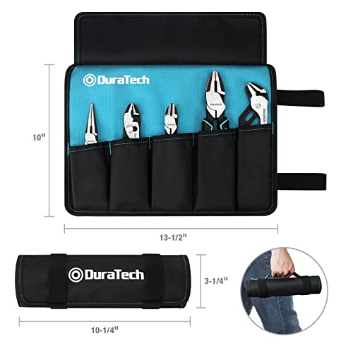 DURATECH 5-Piece Pliers Set, Cr-Ni Pliers Tool with Storage Rolling Pouch