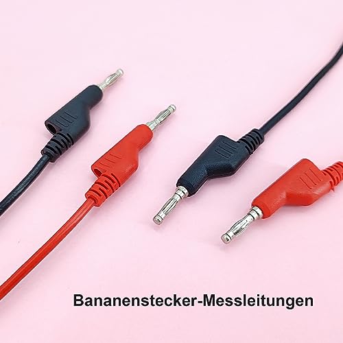 8pcs Multimeter Test Leads Set with 4mm Banana Plugs | 8 piece set includes 2 double banana plug cables, 2 alligator clip cables and 4 fine test probes in red/black