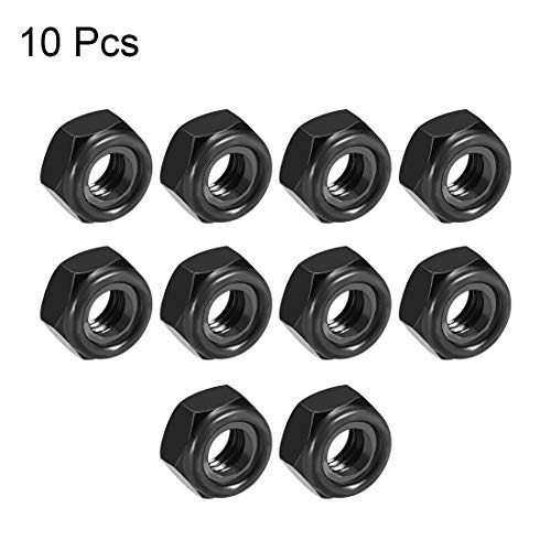 uxcell Hex Lock Nuts - M10 x 1.5mm Carbon Steel Nylon Insert Self-Locking Nuts for Fasteners, 10Pcs Black (Pack of 2) M10 x 17mm x 10mm (Pack of 2)