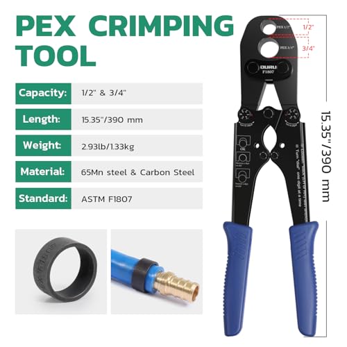 OURU PEX Crimping Tool for Copper Rings 1/2" & 3/4" 1 Crimper