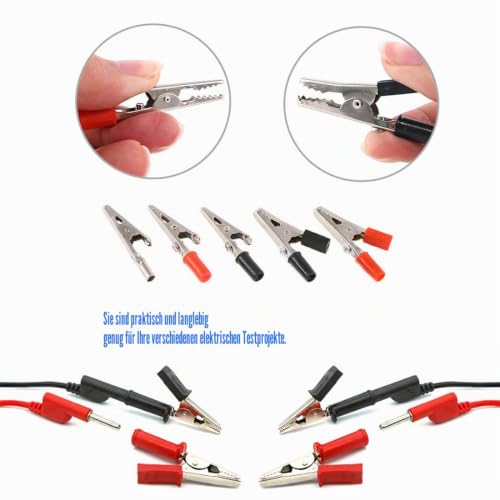 Glarks 100 Pcs Metal Alligator Clips Alligator Clips Assortment for Laboratory Testing 50pcs with Red Black Plastic Hands and 50pcs Capless 3 Styles 53mm