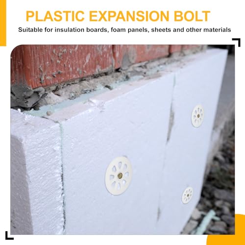 PATIKIL 162mm Perforated Insulation Pins, 50 Pcs Insulating Nails Wall Plug Plastic Expansion Bolt for Fixing Foam Boards to Masonry Wall or Ceiling