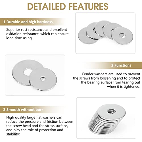 270 Pieces 15 Sizes Large Fender Washers Assortment Kit, 304 Stainless Steel Washers, Fender Washers, Metal Washers Assortment Kit (M3 M4 M5 M6 M8 M10 M12)