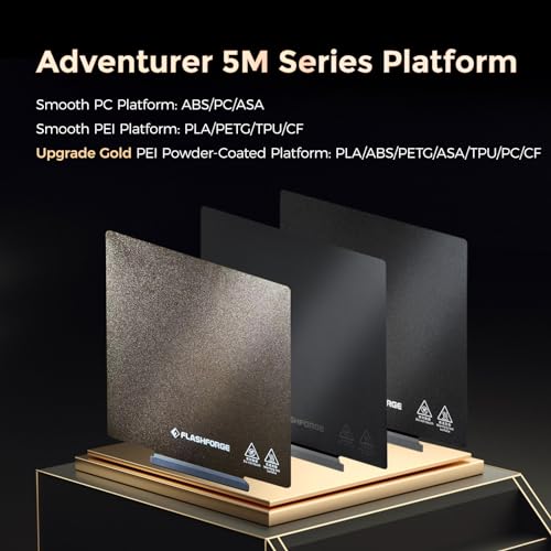 FLASHFORGE Adventurer 5M/5X/5M PRO Upgrade PEI Powder-Coated Platform, Tool-Free Model Removal, Automatic Separation After Cooling,3D Printer Parts for AD5M/AD5M PRO/AD5X PEI Powder-Coated Plate