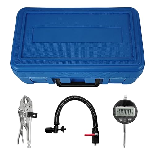 HFS(R) Disc and Rotor/Ball Joint Gage Set 0-1" Digital Dial Indicator 360° Flexible Stem Holder Locking Plier Automotive Measurement Tool Digital Dial Indicator Set