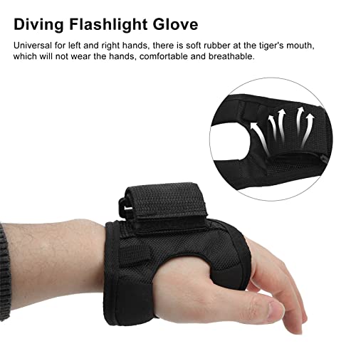 HERCHR Diving Flashlight Glove, Adjustable Flashlight Holder with Wrist Strap, Universal Torch Holder for 1-1.5 Inch Underwater Flashlights, Diving Accessories for Underwater Activities