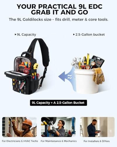 Electrician Tool Chest Bag, Tactical HVAC 3-Point Harness Black
