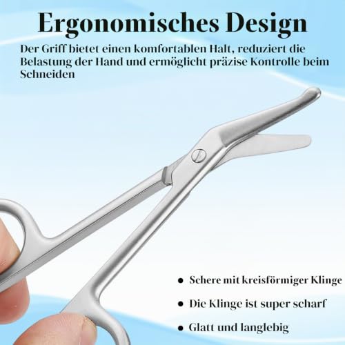 Pack of 2 Ostomy Scissors Curved with Rounded Tip, Silver | Medical Bandage Scissors Stainless Steel Ostomy Accessories for Colostomy & Ileostomy Bag