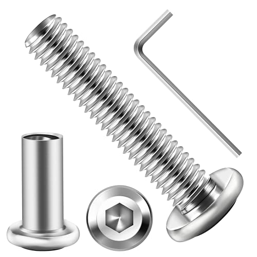 Mywish 10Sets M6 x 30mm Flat Head Hex Socket Cap Screws Bolts and Barrel Nuts Kit & 660PCS M5 M6 M8 Bolt Screw Set, Metric Bolt Assortment, 304 Stainless Steel, Nut and Bolt Set Flat & Spring Washers,