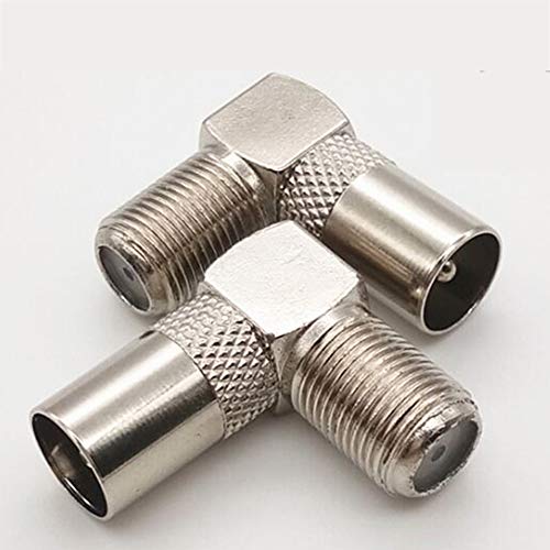 Greluma 4pcs 90 Degree F Type Female to PAL Male/Female Right Angle Satellite Antenna RF Coaxial Adapter F TV Connector Angle-4