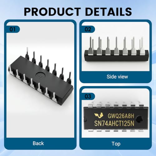SN74AHCT125N Bus Buffer for 5V Systems Breadboards IC Socket Pack of 10 | 4 channels, 3-state output, supply 4.5-5.5 V, running time 5-10 ns, temperature -40 to 125 °C, PDIP-14 housing 181.42 mm²